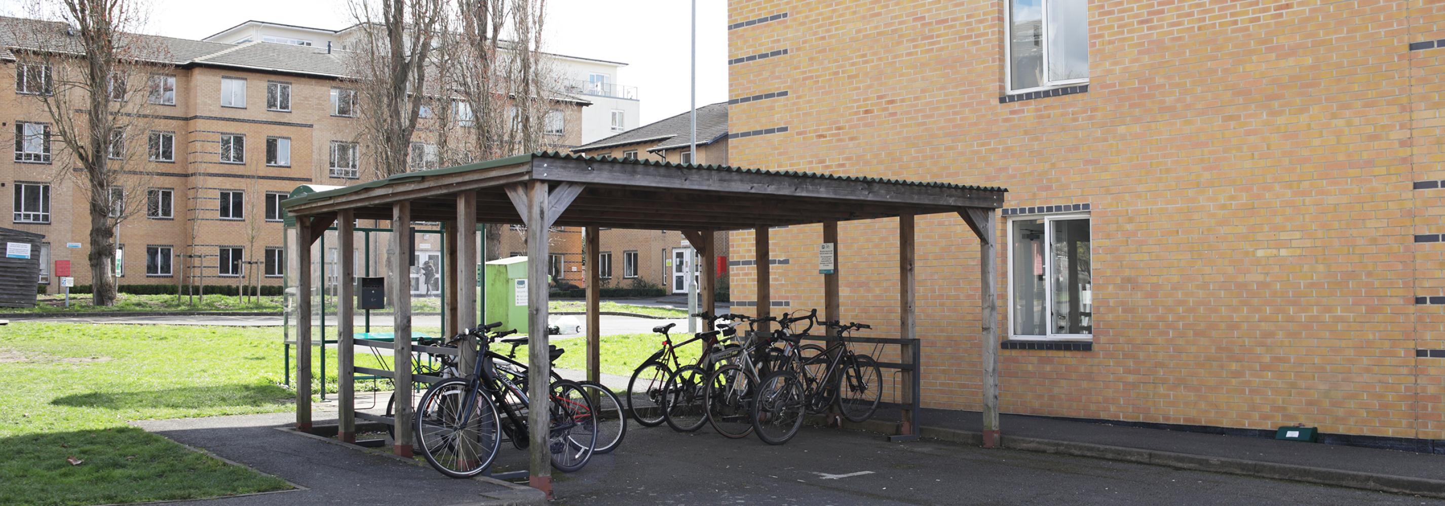 Outdoor area with bike storage and bikes