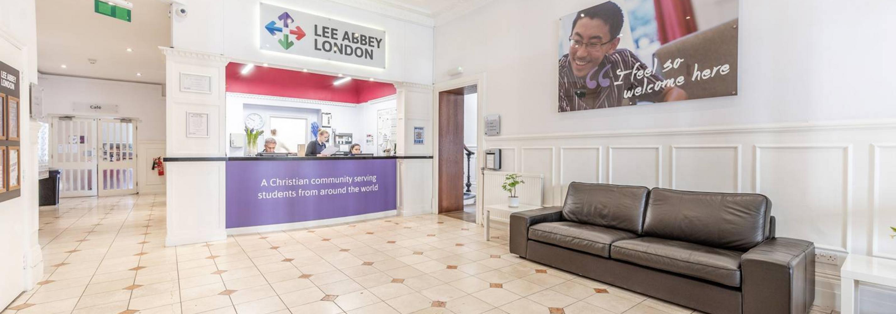 Reception of Lee Abbey London student residence in Kensington
