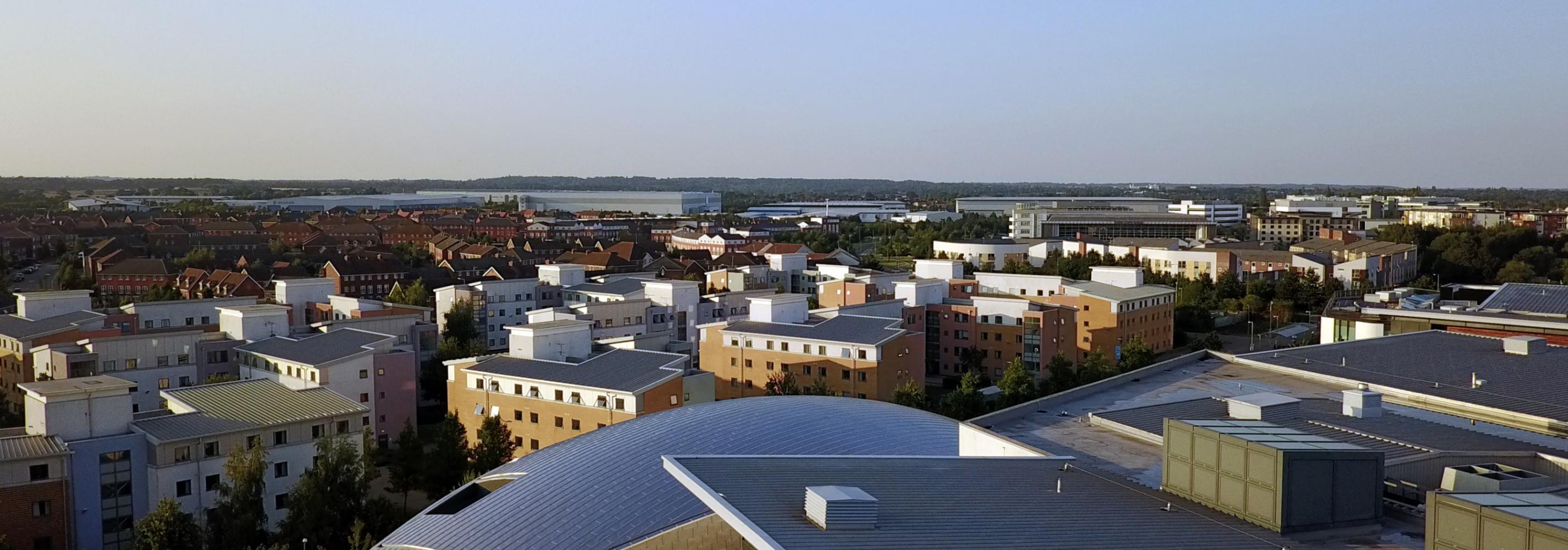 Aerial view of de Havilland campus accommodation