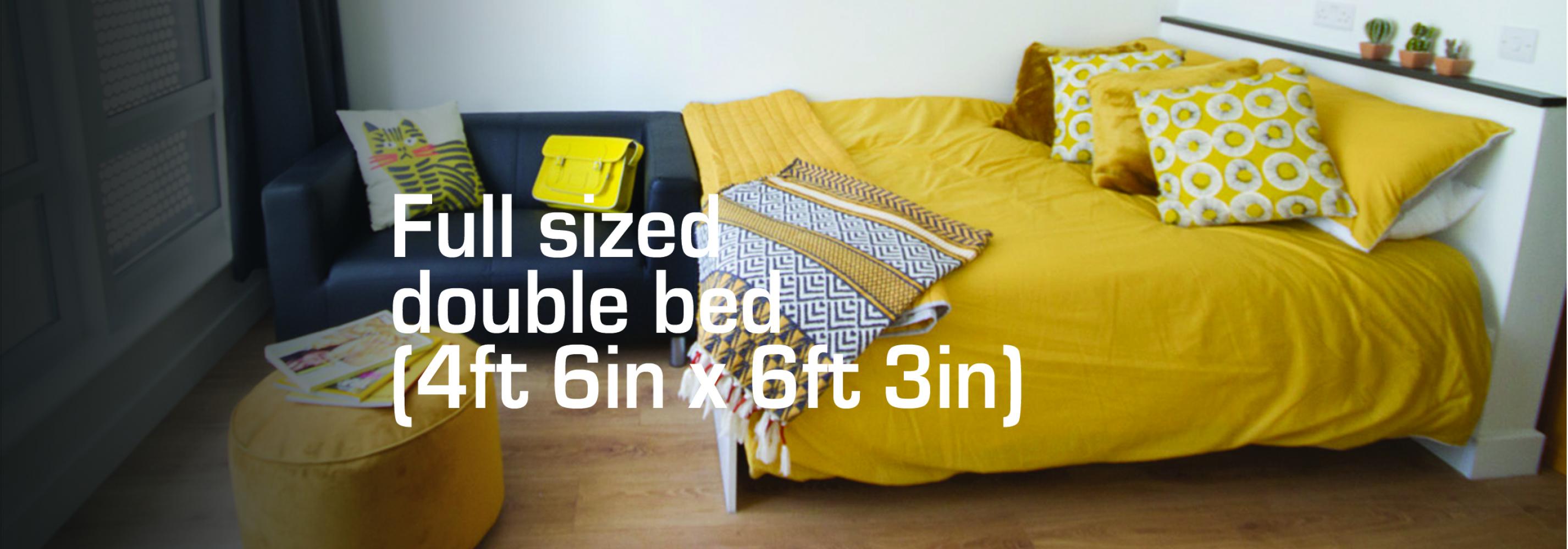 Full sized double bed (4ft 6in x 6ft 3in)