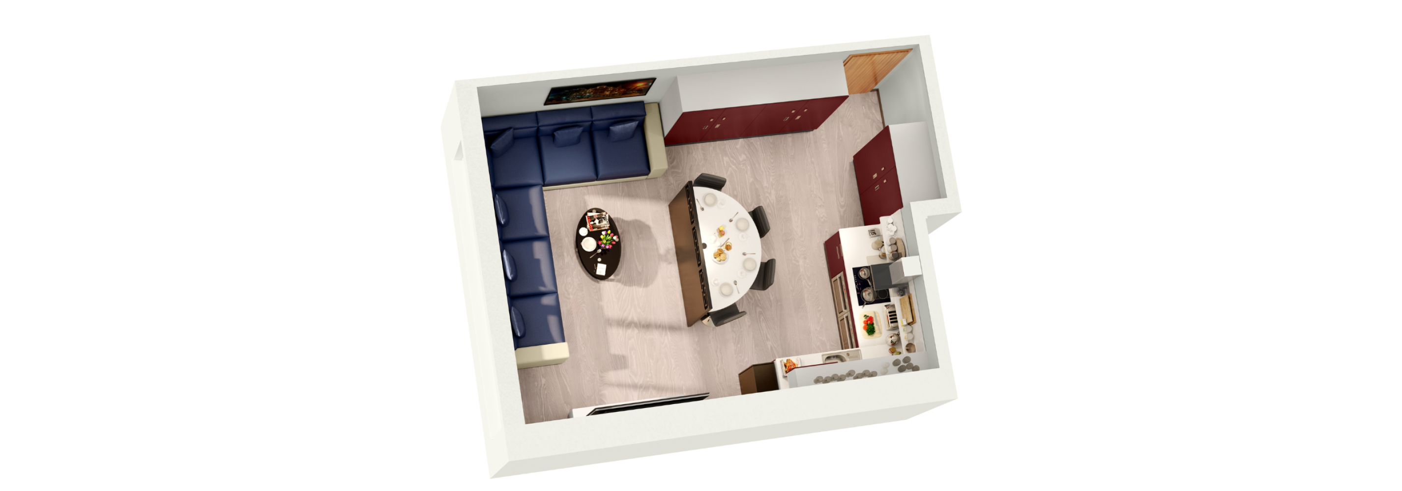 3D floorplan Luxe lounge