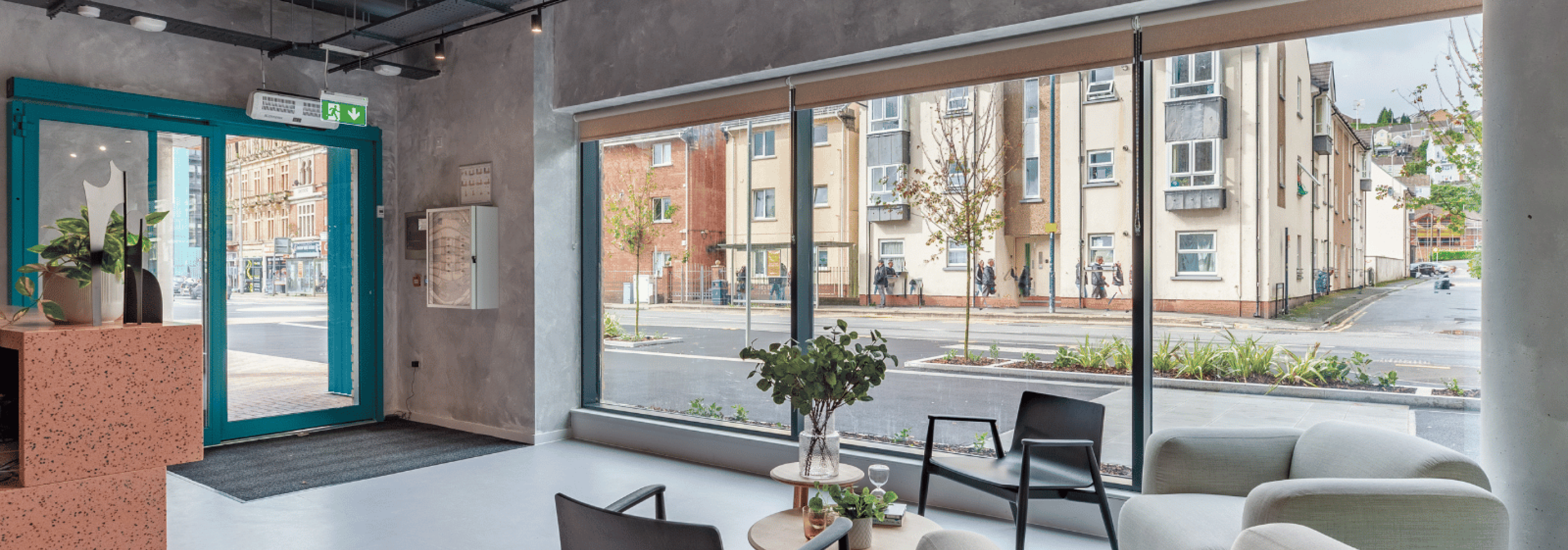 Modern reception seating area