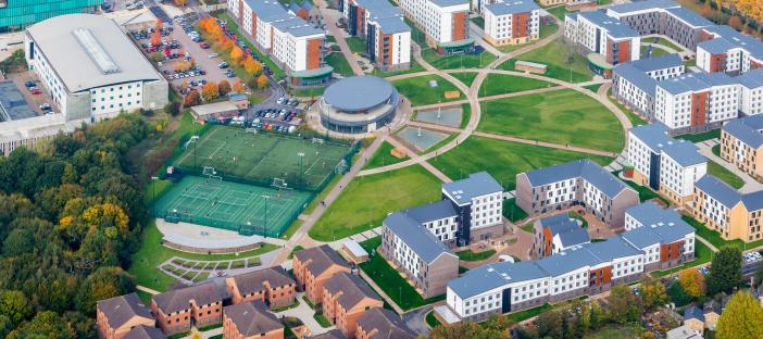 Aerial view of College Lane campus accommodation